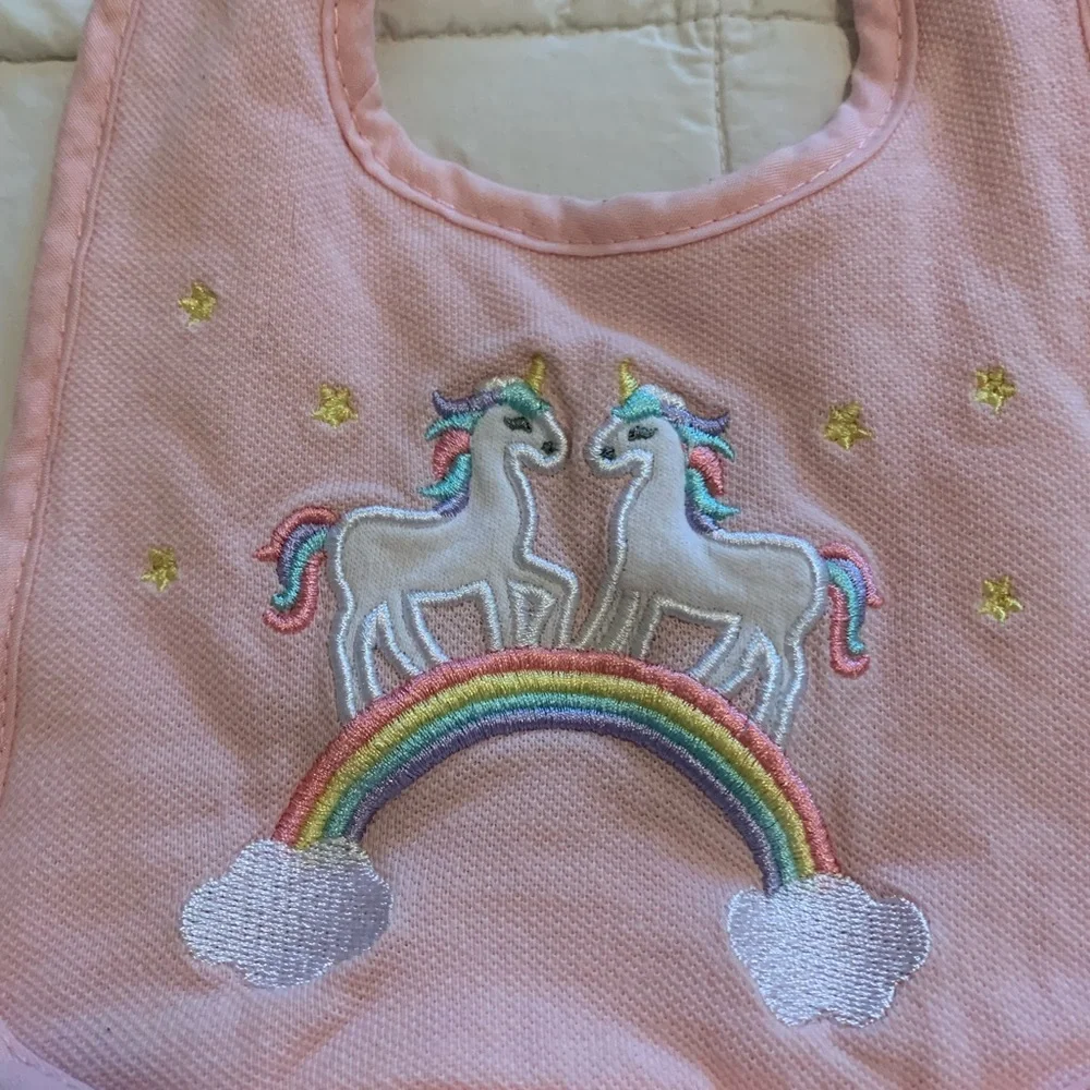 Free with purchase! Pink Unicorn & Rainbow Bib